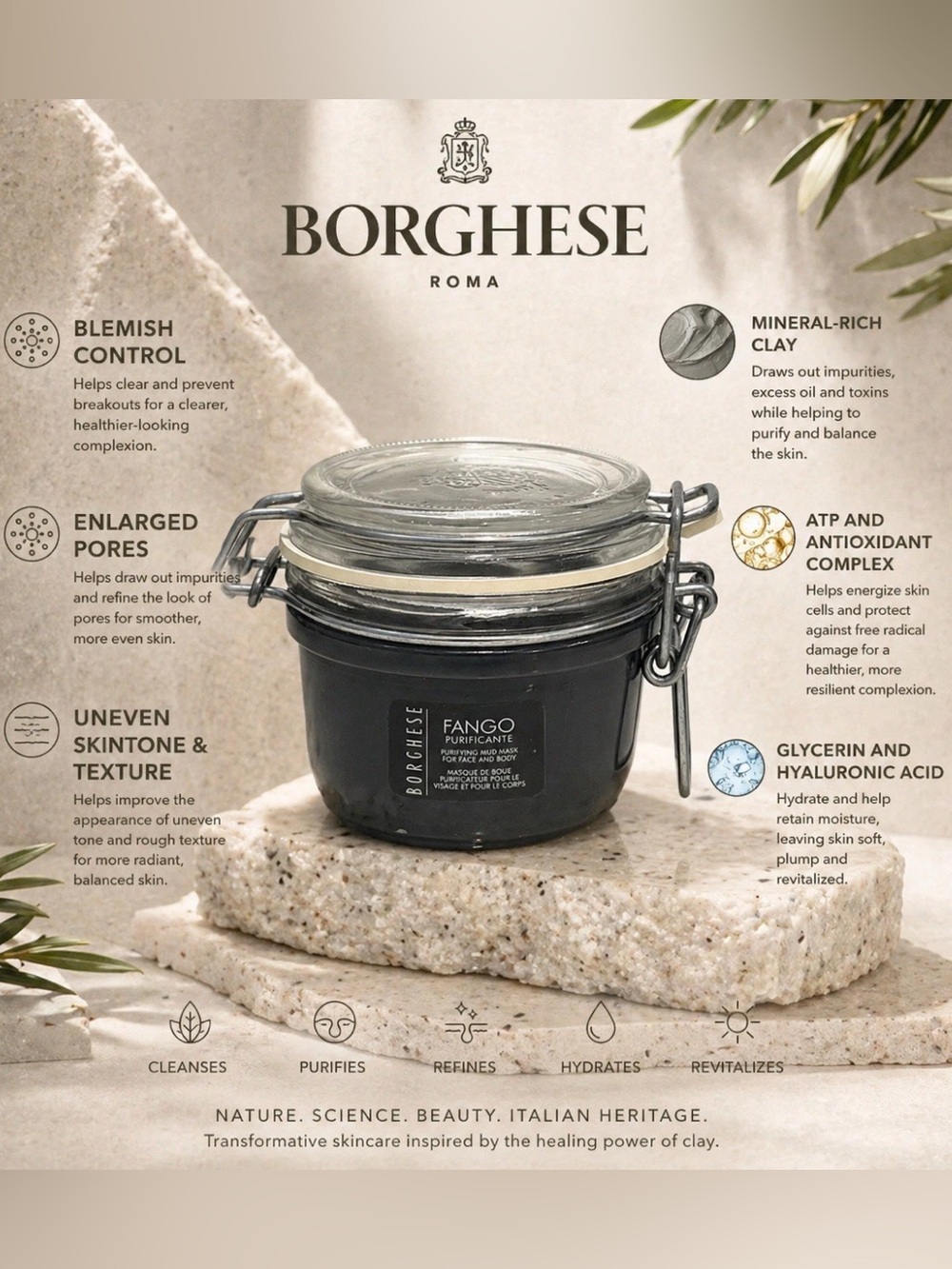 Borghese Fango Purificante Purifying Mud Mask For Face And Body